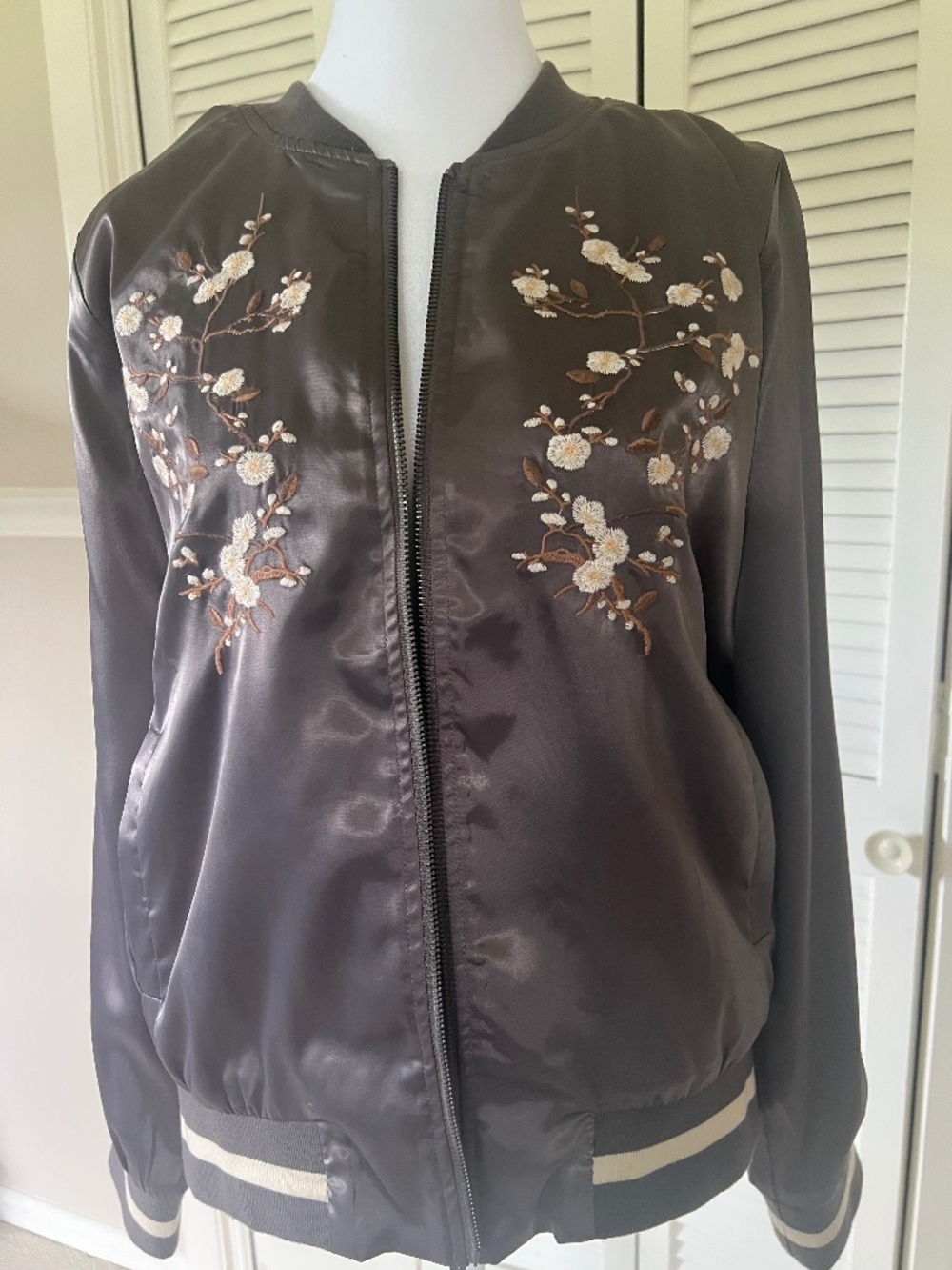 Mystree Embroidered Bomber Jacket size Med.